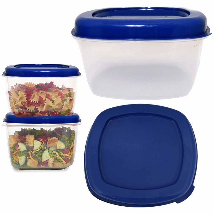 3 Pc Refrigerator Food Storage Assorted Container Microwaveable Plastic W/ Lids