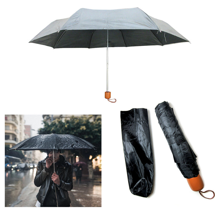 2 Folding Umbrella Mini Portable Compact Emergency Weather Travel Case Black 37"