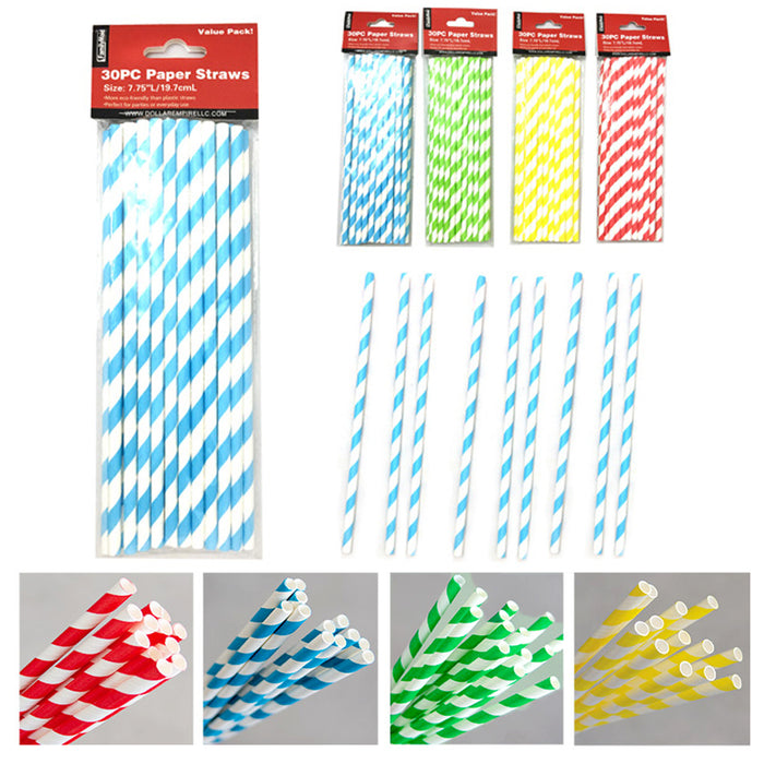 60 Paper Straws Eco Friendly Multi Color Biodegradable Soda Cocktails Shakes