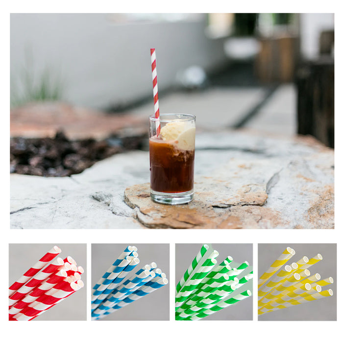 210 Paper Straws Eco Friendly Multi Color Biodegradable Soda Cocktails Shakes