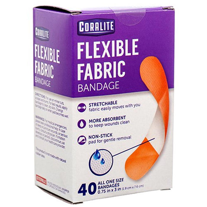 80 Ct Flexible Fabric Bandages Stretchable Non-Stick Pad First Aid Heal Wounds