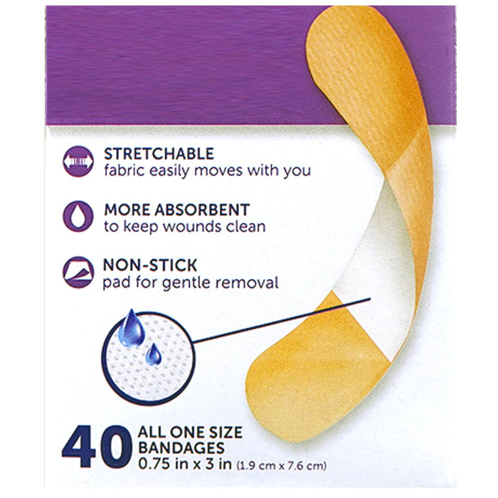 80 Ct Flexible Fabric Bandages Stretchable Non-Stick Pad First Aid Heal Wounds