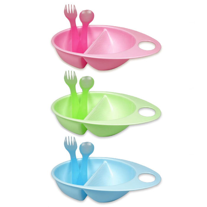 1 BPA Free Baby Bowl Feeding Dish Spoon Fork Container Kids Plate Toddler Child