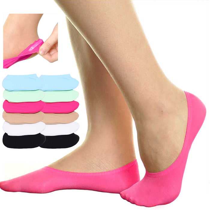 12 Pairs Women Invisible No Show Socks Footsies Nonslip Loafer Low Cut One Size