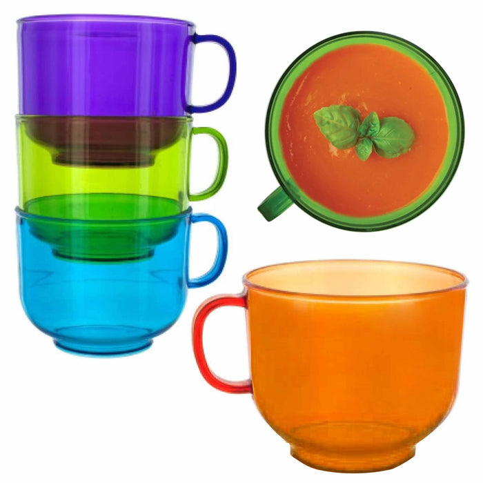 4 Soup Bowl Mug Pasta Ramen Noodles Stackable Cup 20 Oz Food Container BPA Free