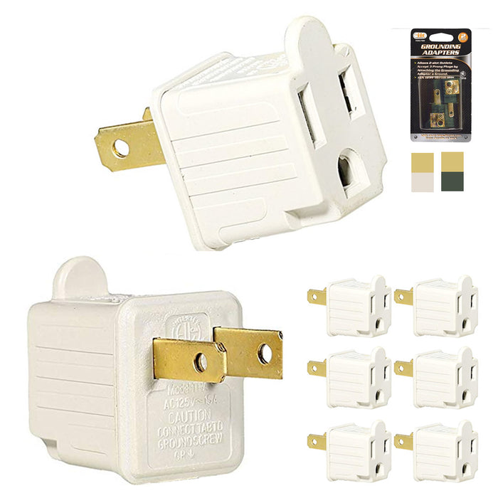 8 Pcs 3 Prong to 2 Prong Outlet Electrical Ground AC Adapter Grounding Converter