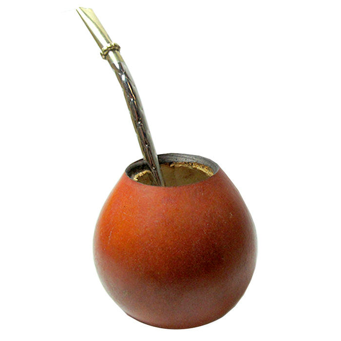 ARGENTINA MATE GOURD YERBA TEA WITH STRAW BOMBILLA KIT ARTISAN HANDMADE NEW 0101