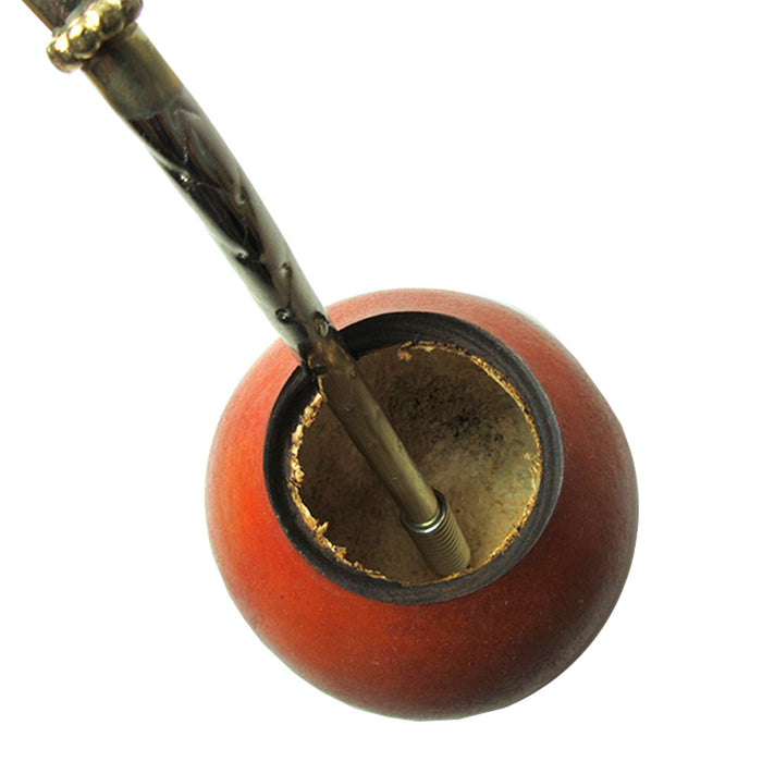 ARGENTINA MATE GOURD YERBA TEA WITH STRAW BOMBILLA KIT ARTISAN HANDMADE NEW 0101