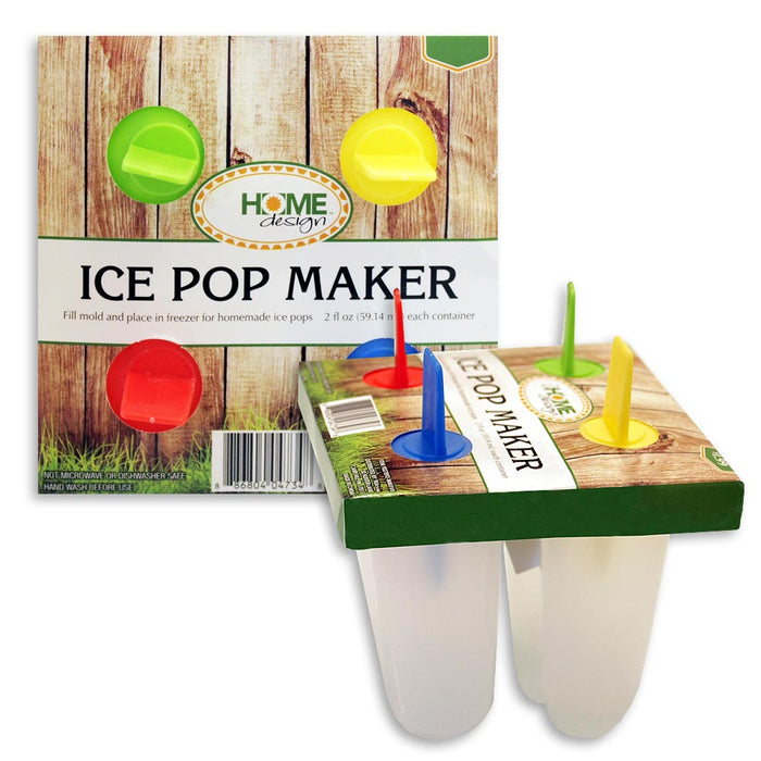 4 Section Ice Pop Maker Mold Popsicle Dessert Cream Frozen Pops Cake Treats DYI