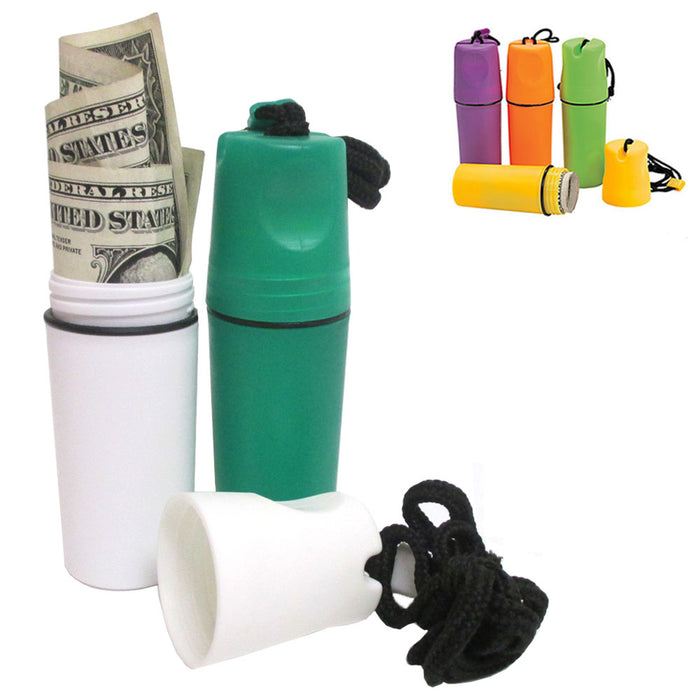 2 PC Waterproof Plastic Container Coin Money Key Storage Tube Safe Case Holder