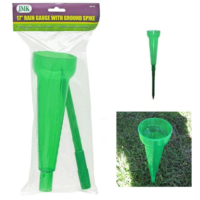 Rain Gauge Set Plastic 17" Ground Spike Sprinkler Home Garden Outdoor Tube