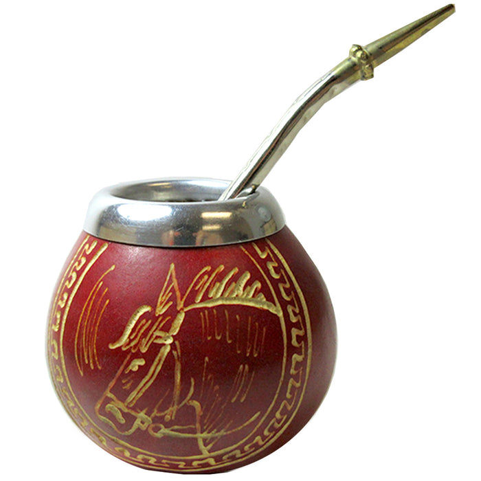 1 ARGENTINA MATE GOURD YERBA TEA WITH STRAW BOMBILLA KIT ARTISAN HANDMADE 3204