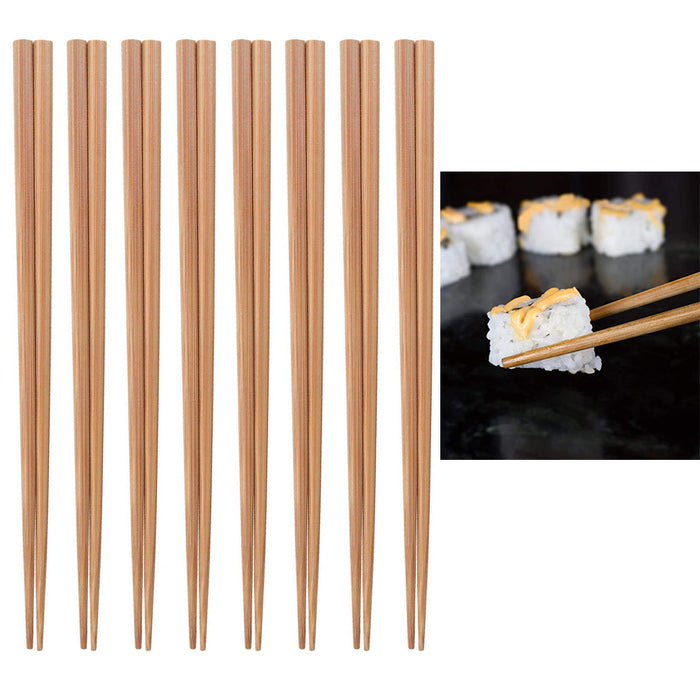 Bamboo Chopsticks 8 Pair Large 9.5" Wood Plain Set Japanese Chinese Food Eat