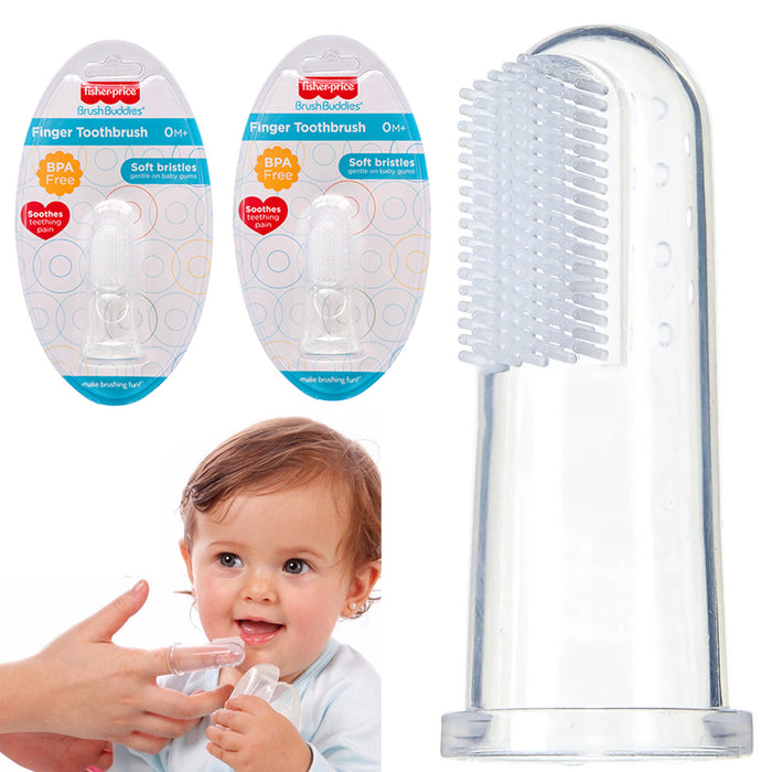 2 Pc Baby Finger Toothbrush Gums Brush Toddler Infant Soft Silicone Rubber Clean