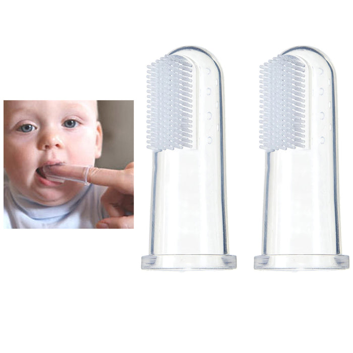 2 Pc Baby Finger Toothbrush Gums Brush Toddler Infant Soft Silicone Rubber Clean