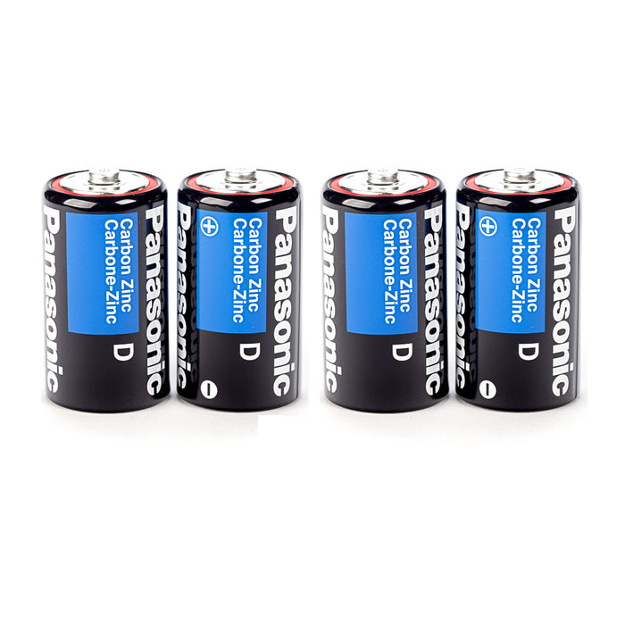 4 X Panasonic D Batteries Super Heavy Duty Carbon Zinc Battery 1.5V
