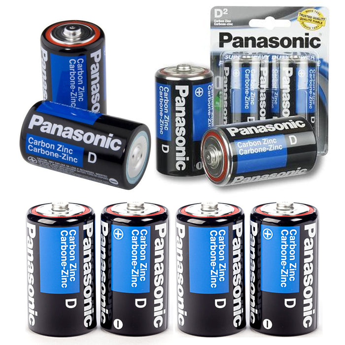 8 X Panasonic D Batteries Super Heavy Duty Carbon Zinc Battery 1.5V