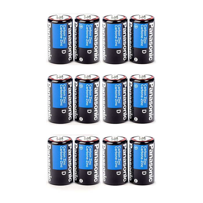 12 X Panasonic D Batteries Super Heavy Duty Carbon Zinc Battery 1.5V