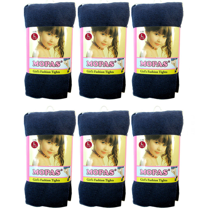 6 Pair Girls Tights Footed Dance Stockings Pantyhose Ballet L Size 7-10 Navy