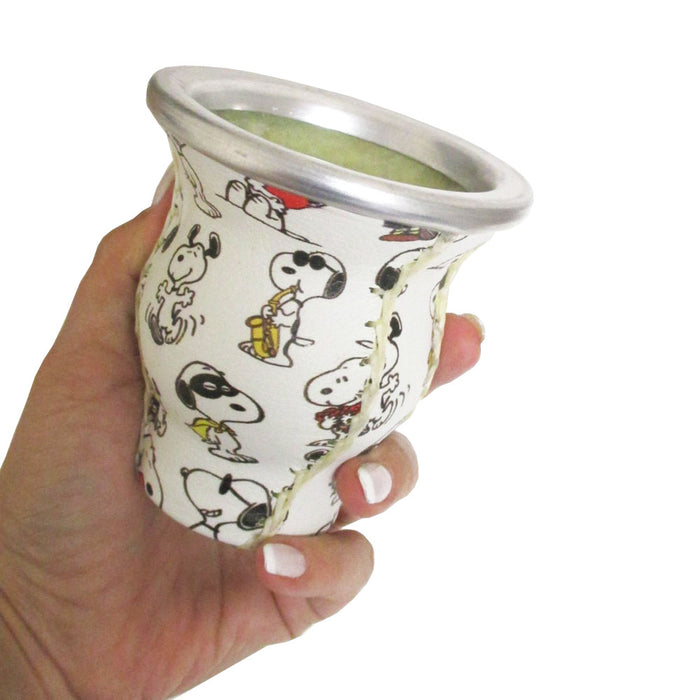 Snoopy Mate Gourd Bombilla Real Leather Straw Argentina Gaucho Drink Tea 5706