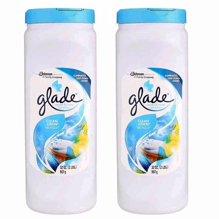 2 Pc Glade Carpet & Room Odor Eliminator Powder Freshener Clean Linen Home Smoke
