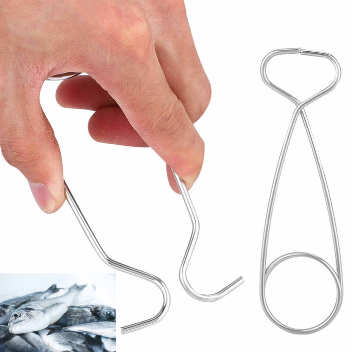 2 PC Camping Fish Mouth Spreader Jaw Hanging Pot Hanger Hook Stainless Steel 8