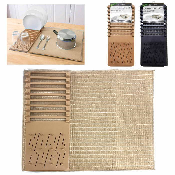 2 Sets Dish Rack Drying Microfiber Mat Glass Super Absorbent Drainer Pad Kitchen