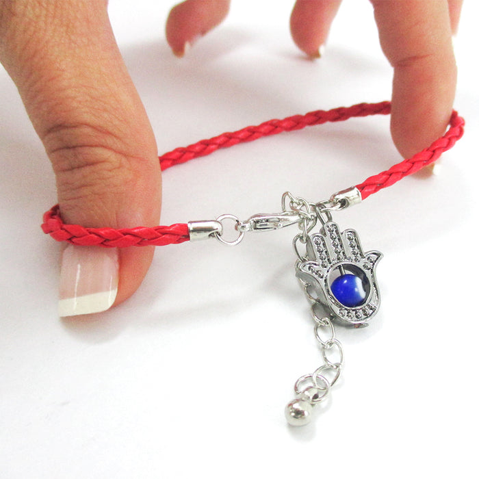 5PC Evil Eye Fatima Hamsa Hand Bracelet Protection Red String Kabbalah Women Men