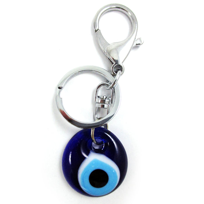 3 Pack Blue Evil Eye Keychain Glass Ring Turkish Fatima Good Luck Charm Amulet