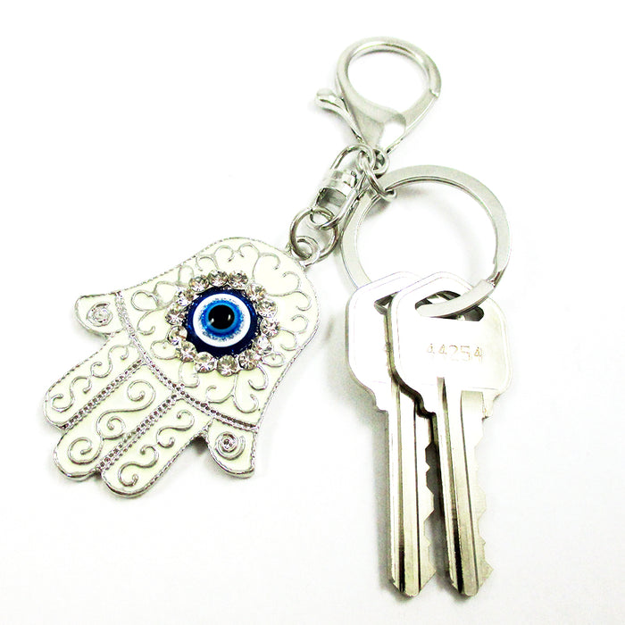 3 Pc Hamsa Evil Eye Charm Key Chain Lucky Fatima Hand Kabbalah Amulet Protection