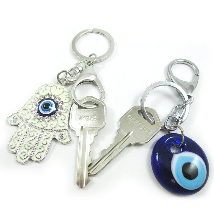 2 Hamsa Hand Charm Evil Eye Key Chain Good Lucky Nazar Kabbalah Protection Gift
