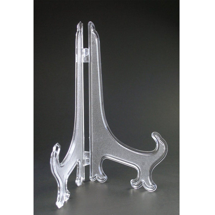 2Pc Plate Easel Photo Picture Frame Plastic Clear Pedestal Display Stand Holder