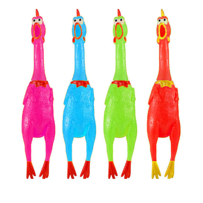 Hilarious 16" Rubber Screaming Chicken Toy Kids Pets Funny Squeaky Chewy Novelty