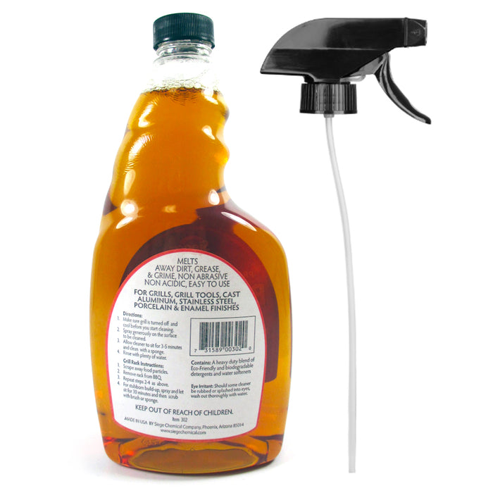 2 Pack BBQ Grill Grate Powerful Cleaner 24 oz Spray Bottle Non Toxic Degreaser