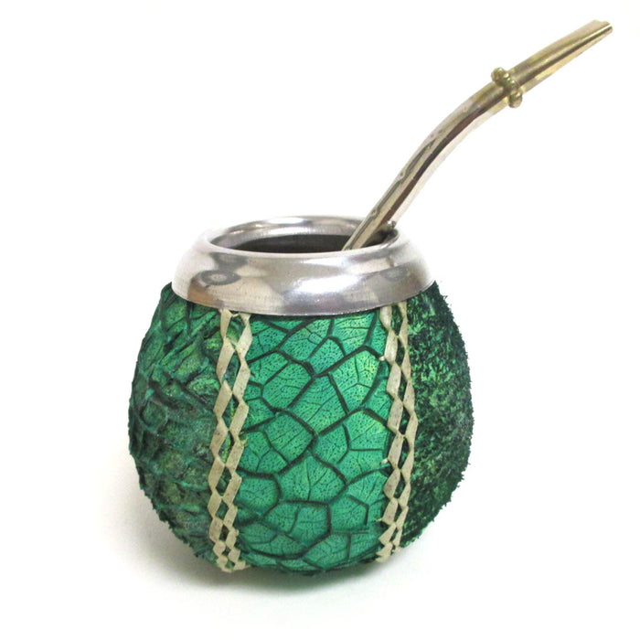 Snake Print Mate Gourd Yerba Tea Cup Straw Bombilla Handmade Detox Drink 3211