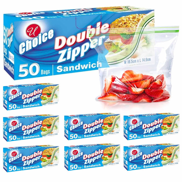 400 Ct Food Storage Bags Double Zipper Sandwich Snack Zip Seal Lock Poly Baggies