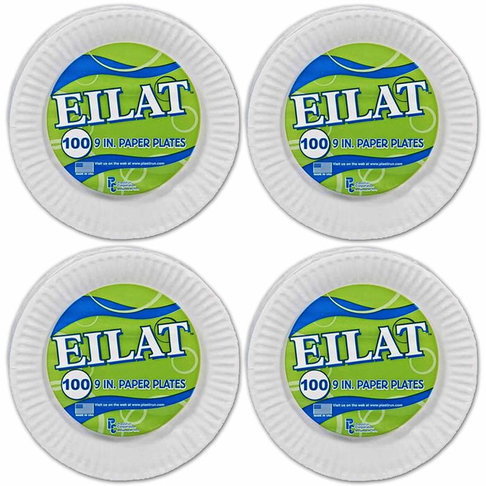 400 Ct Round Disposable Paper Plates Dinner Party Dinnerware Tableware White 9"