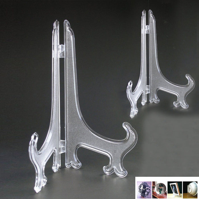 9 Clear Plastic Plate Display Stand Picture Frame Easel Holder