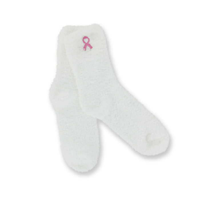 3 Pairs Pink Ribbon Socks Breast Cancer Awareness Plush Women Soft Cozy One Size