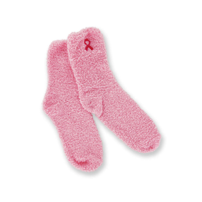 3 Pairs Pink Ribbon Socks Breast Cancer Awareness Plush Women Soft Cozy One Size