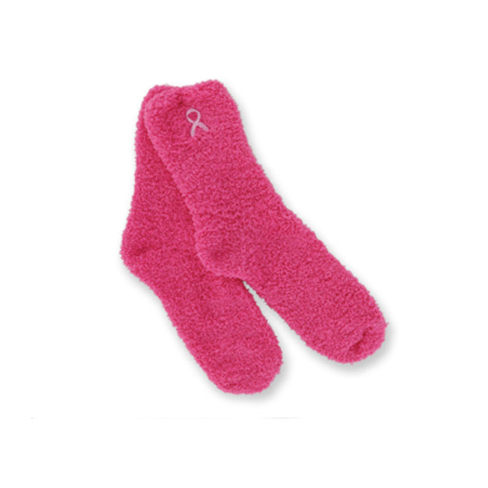 1 Pair Breast Cancer Awareness Plush Socks Women Soft One Size Warm Pink Support