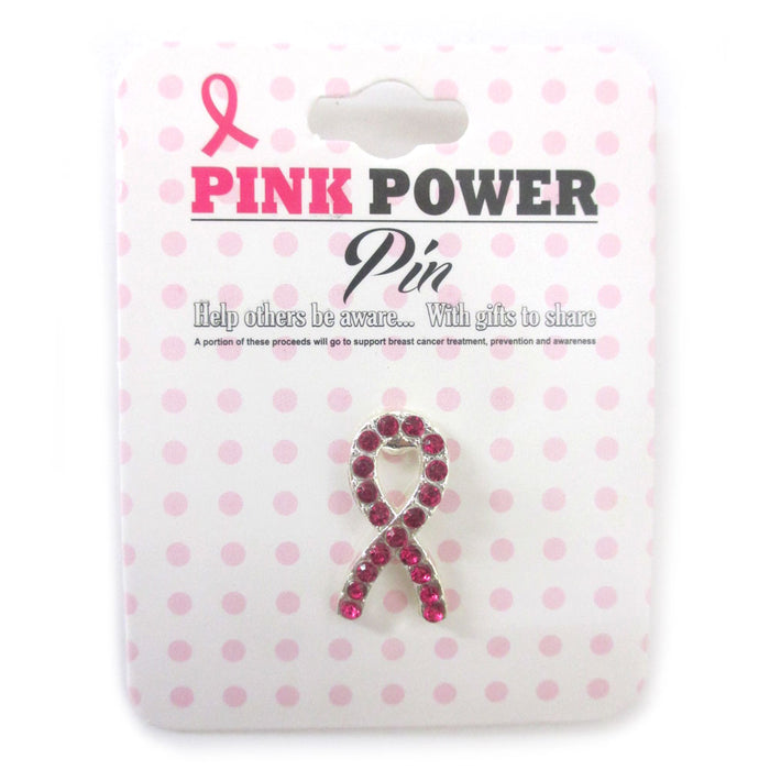 12 Pink Ribbon Lapel Pins Breast Cancer Awareness Pin Crystal Gem Stone Support