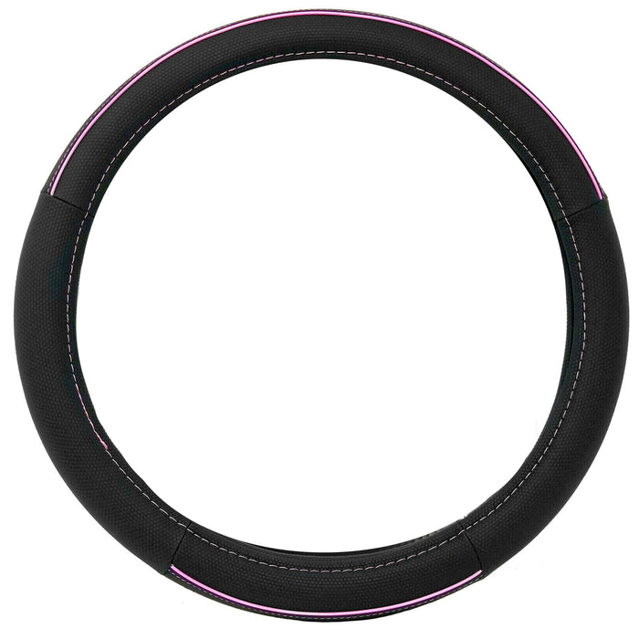 Universal Fit Car Steering Wheel Cover Grip Auto High Quality 15" Black Pink