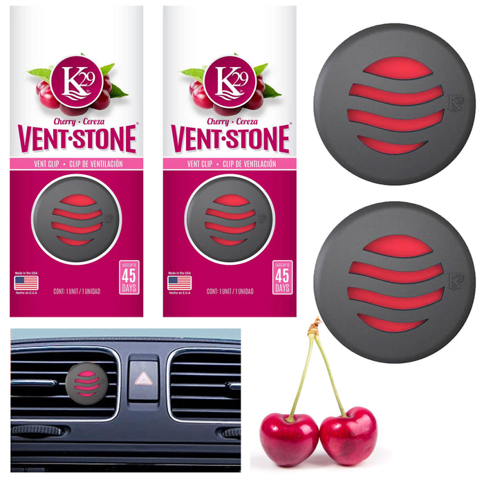 2 Cherry Scent Long Lasting Aroma Vent Stone Clip Air Freshener Odor Eliminator