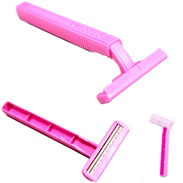 2 Packs 20 Ct Women's Razors Disposable Twin Blade Hair Removal Shaver Pink