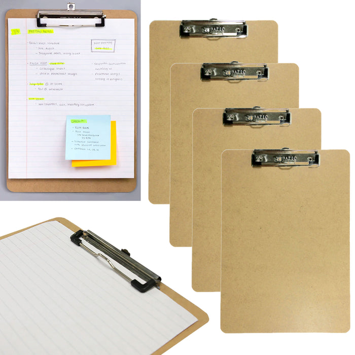 4 X Low Profile Standard Size Clipboard Clip Hardboard File Letter Heavy Duty