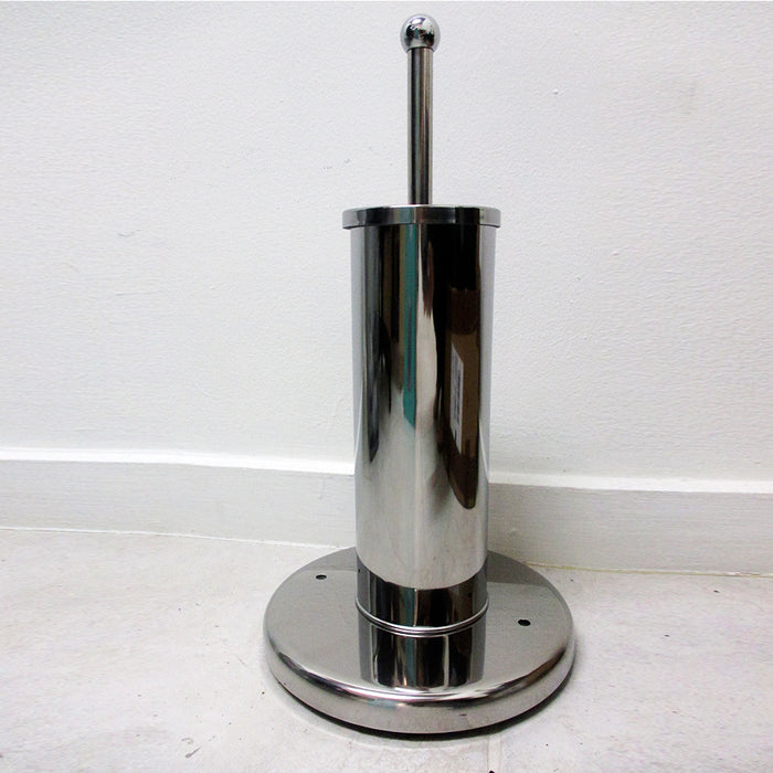 Deluxe Stainless Steel Toilet Brush Bowl Base w/ Paper Holder Cleaning Set Decor