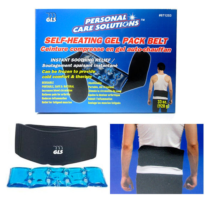 1 Self Heating Gel Pack Belt Back Support Pain Relief Hot Cold Muscle Therapy