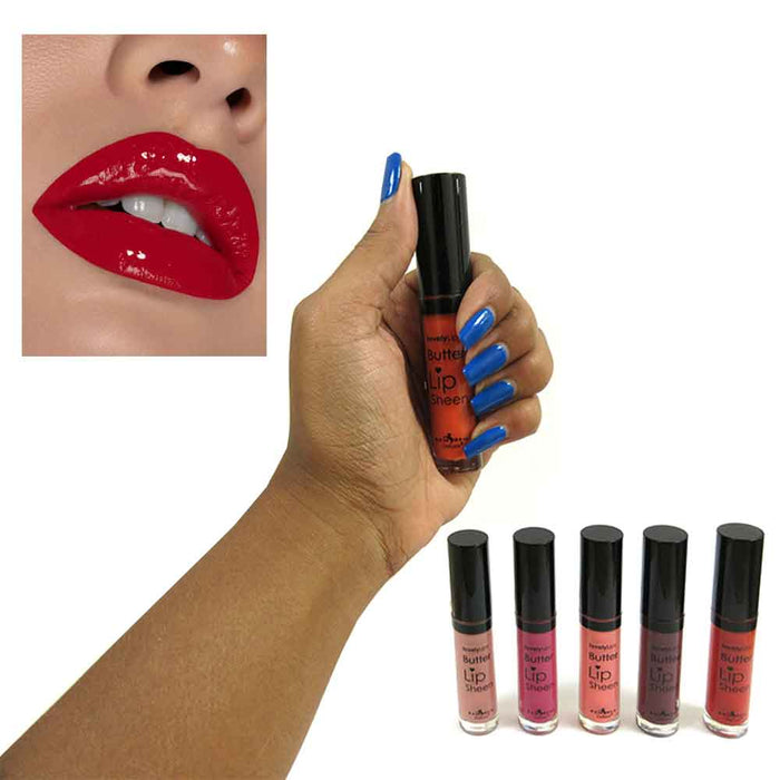 6 Pc Lip Gloss Shine Shea Butter Sheen Balm Vitamin E Beauty Cosmetic Lipstick