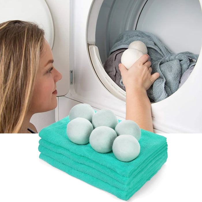 6 Pc Wool Dryer Balls Fabric Softener Laundry Natural Hypoallergenic Reusable